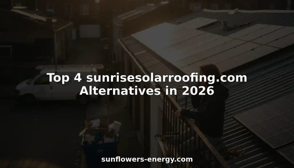 Homeowner surveying urban solar panel rooftops at sunrise