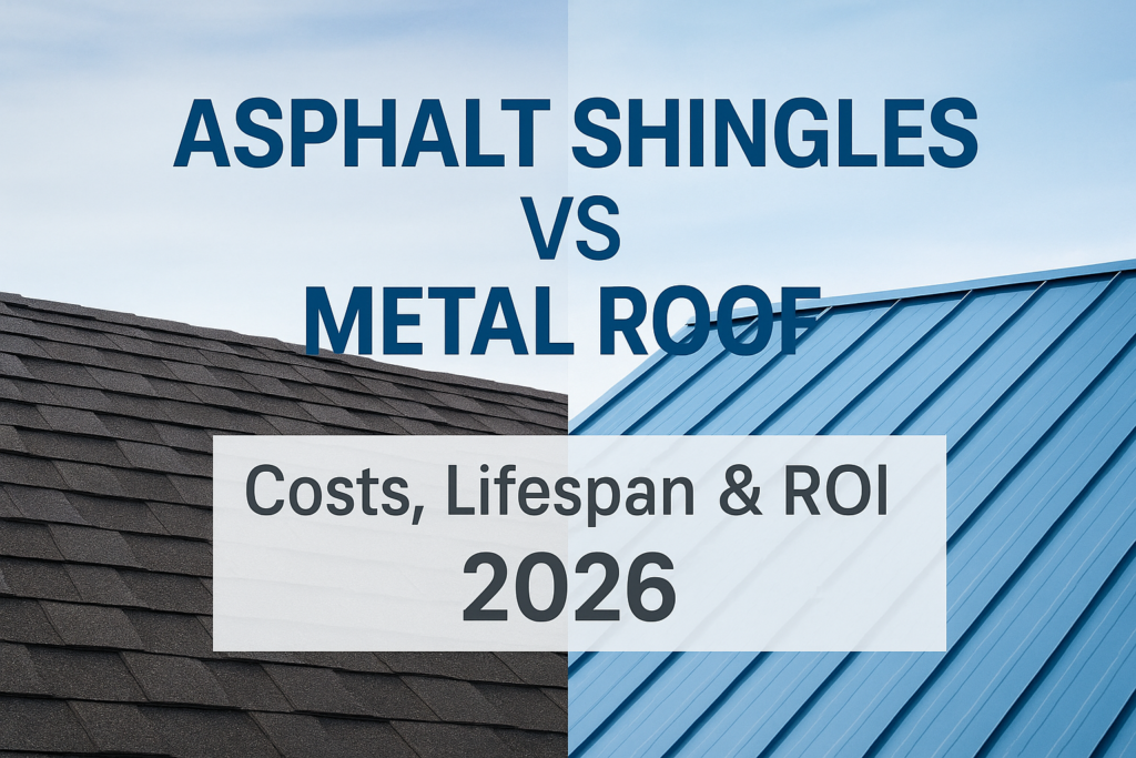 Asphalt Shingles vs Metal Roof: Costs, Lifespan & ROI(2026)